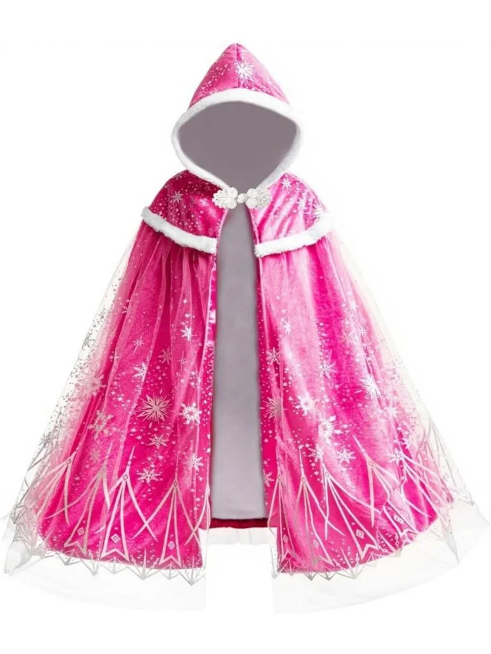 Girls Velvet Hooded Cape - Warm Princess Cloak for Dress-Up & Play Parties